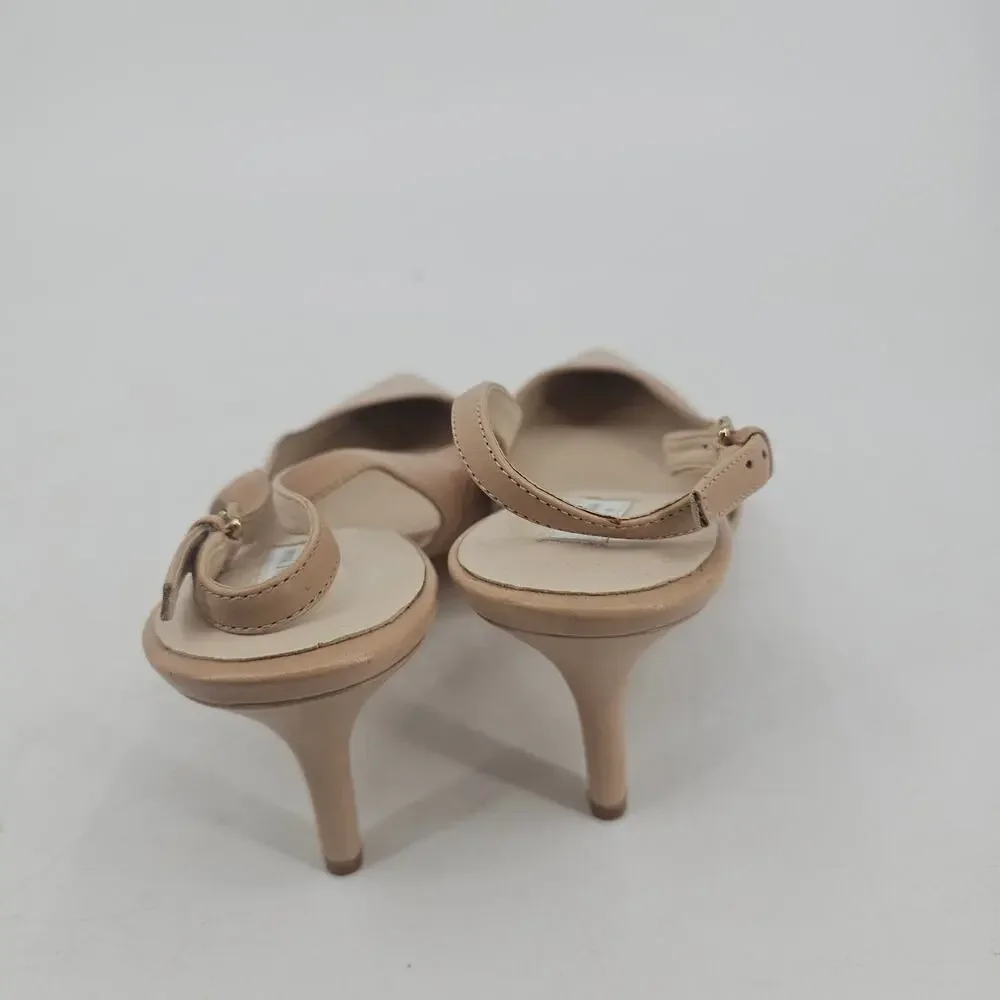 Cole Haan Nude Leather Slingback Heels Size 10 B Old Money Minimalist Corpcore